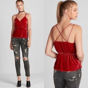Express Velvet Faux Wrap Cami Burnt Orange